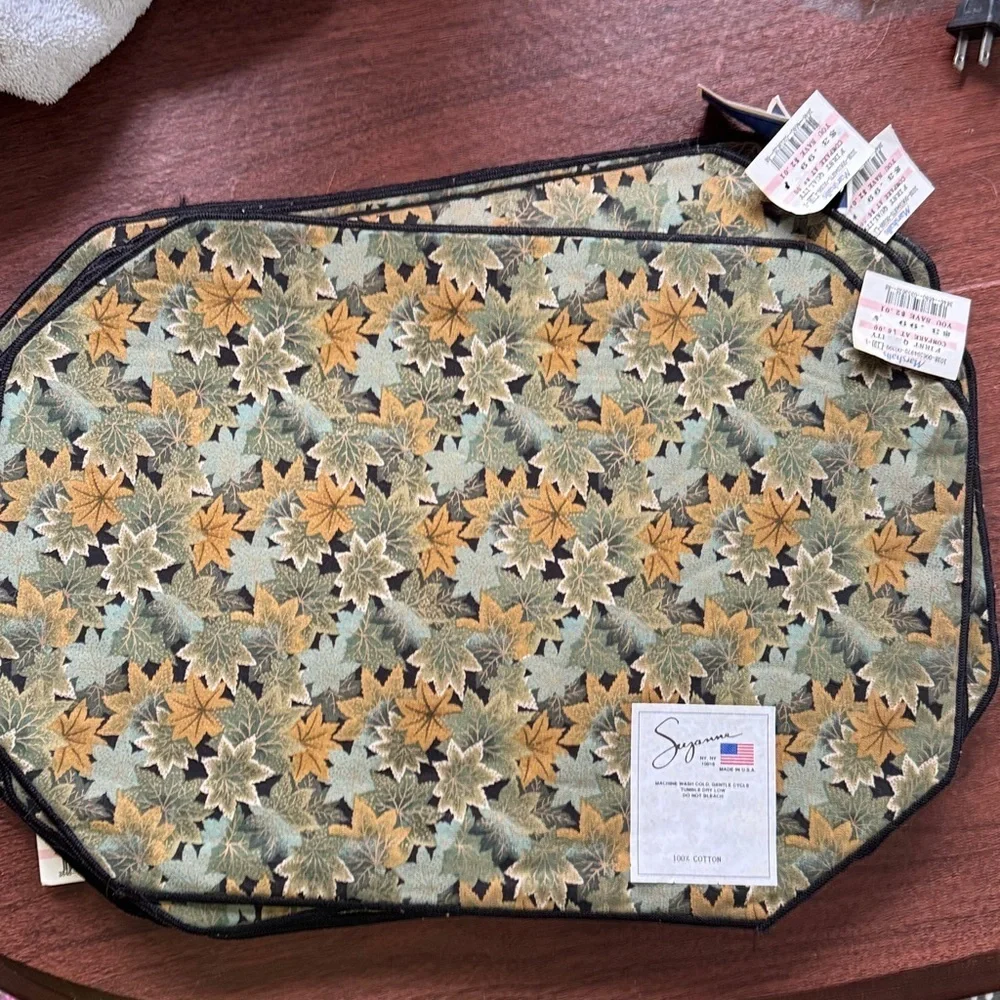 NWT Suzanne Vintage 24pc Placemat Napkin Set Ivy Botanical Leaf Print NOS USA